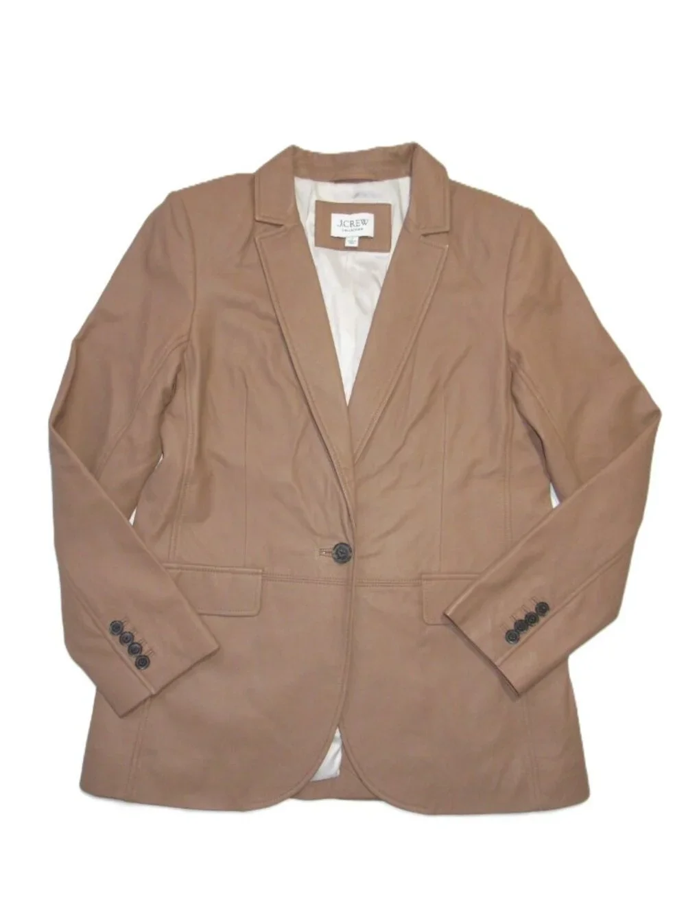 NWoT J.Crew Collection Alfie Blazer in Camel Champagne Lamb Leather Jacket 6